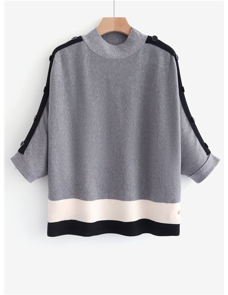 Jersey contraste manga botones