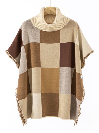 Poncho cuadros desflecado