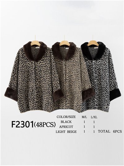 Abrigo leopardo cuello pelo talla grande 2