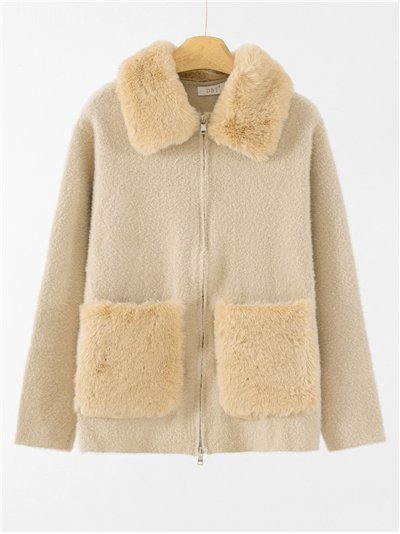 Chaqueta punto cuello pelo