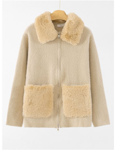 Chaqueta punto cuello pelo