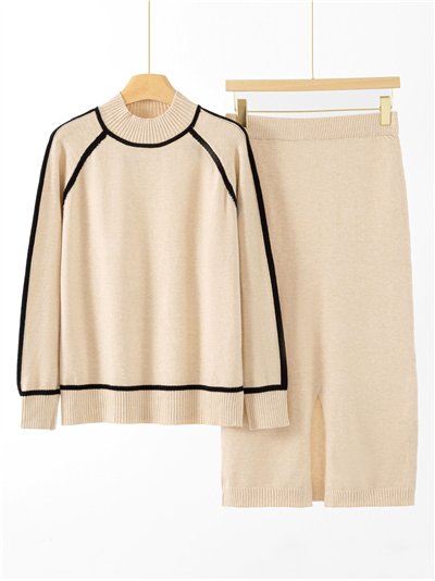 Conjunto Jersey contraste + Falda midi