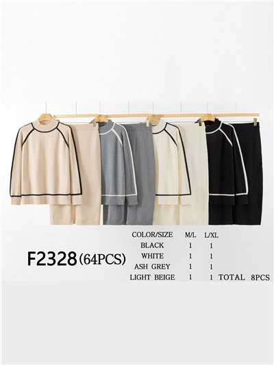 Conjunto Jersey contraste + Falda midi 2