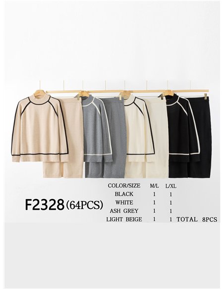 Conjunto Jersey contraste + Falda midi