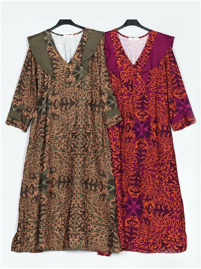 Vestido estampado volantes