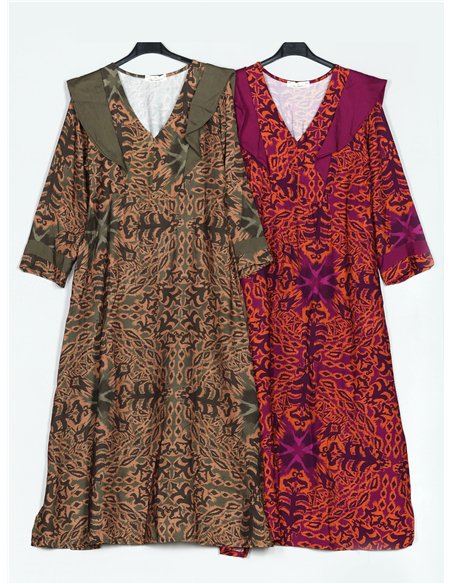 Vestido estampado volantes