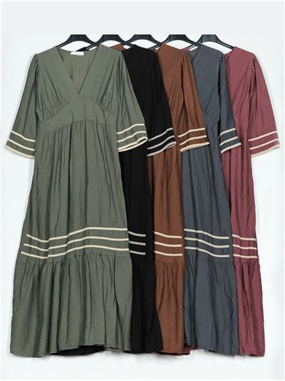 Vestido largo contraste