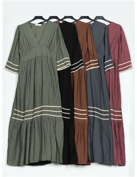 Vestido largo contraste