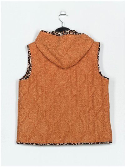Chaleco jaspeado acolchado capucha 2