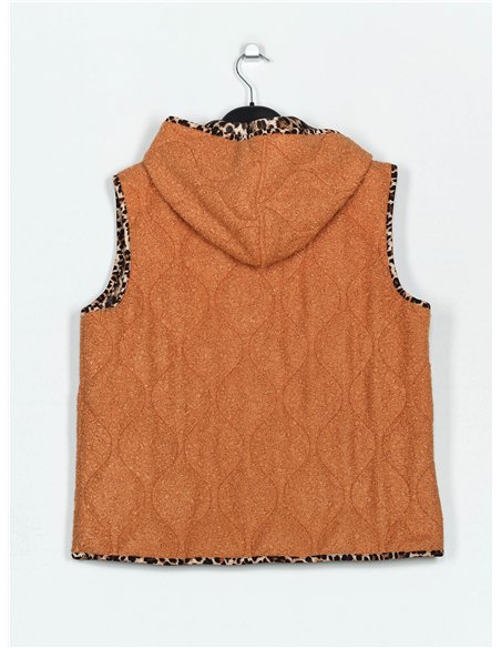 Chaleco jaspeado acolchado capucha