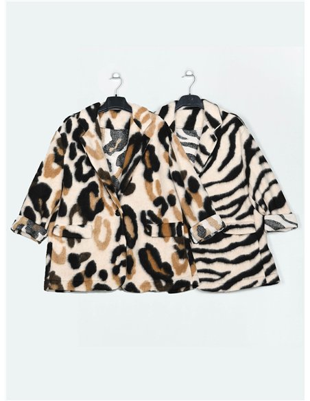 Blazer maxi pelo animal print