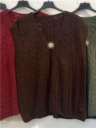 Chaleco de punto calado detalle sol 2