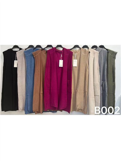 Chaleco punto canalé capucha