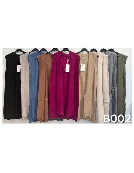 Chaleco punto canalé capucha