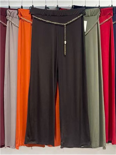Pantalón lycra recto con cinturón cadena 2