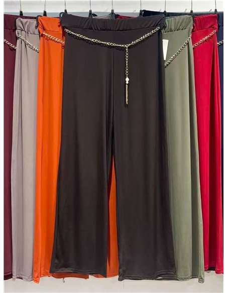 Pantalón lycra recto con cinturón cadena