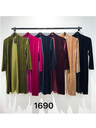 Cárdigan largo de terciopelo