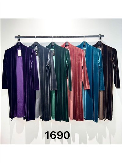 Cárdigan largo de terciopelo 2