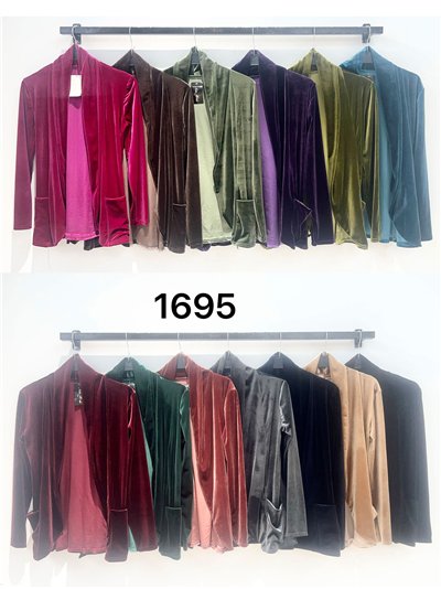 Cárdigan de terciopelo con bolsillos