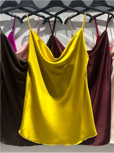 Top satinado escote drapeado 2