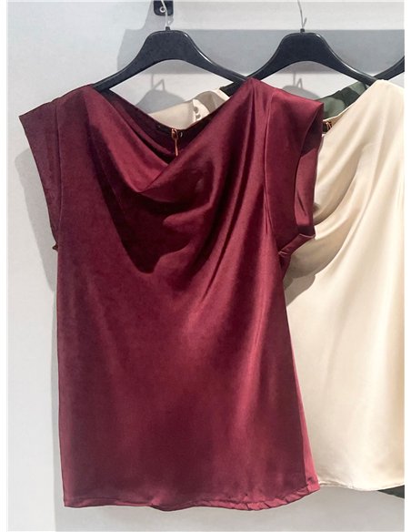 Blusa satinada escote drapeado