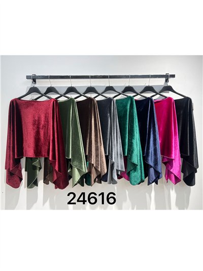 Poncho de terciopelo asimétrico