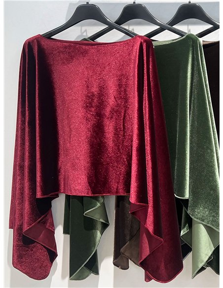 Poncho de terciopelo asimétrico
