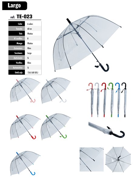 Paraguas largo transparente automático