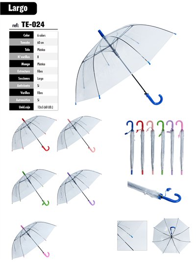 Paraguas largo transparente automático