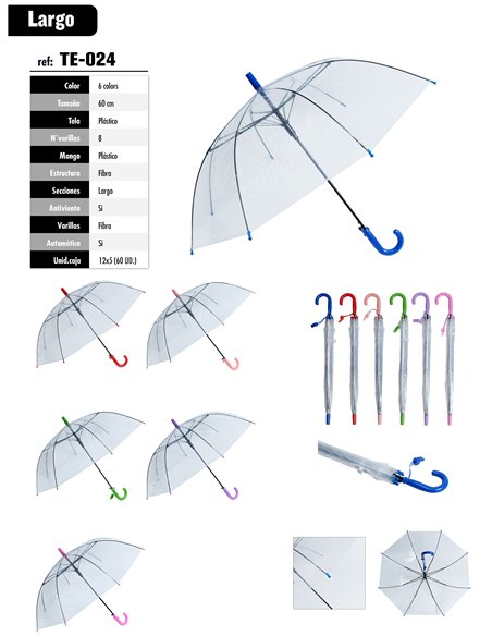 Paraguas largo transparente automático