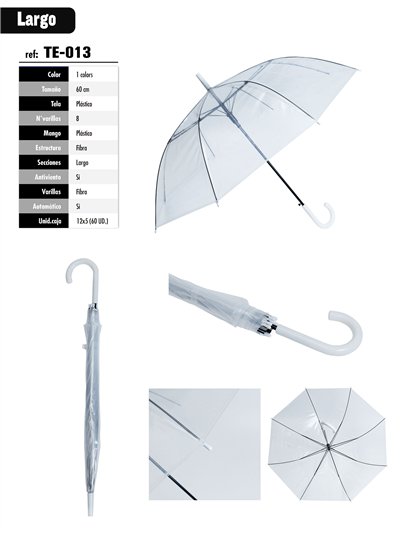 Paraguas largo transparente automático