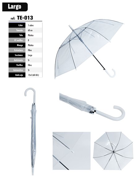 Paraguas largo transparente automático