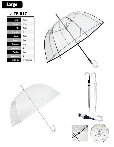 Paraguas largo transparente automático
