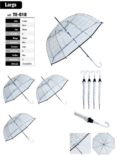 Paraguas largo transparente estampado automático