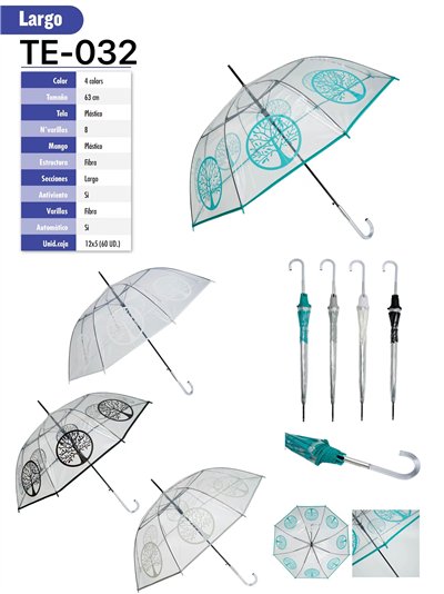 Paraguas largo transparente árbol de la vida automático