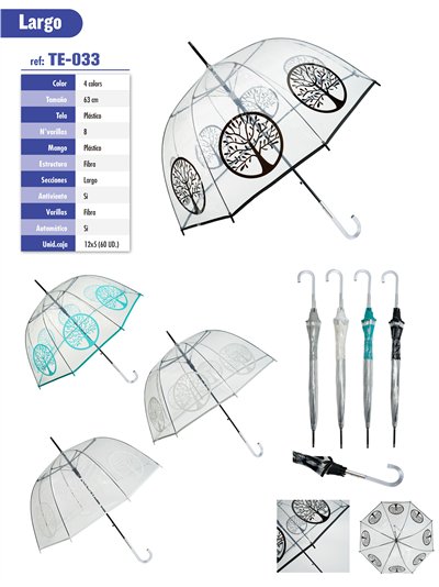 Paraguas largo transparente árbol de la vida automático