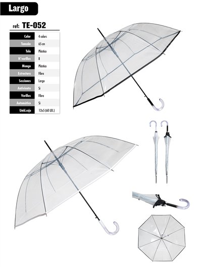 Paraguas largo transparente ribete automático