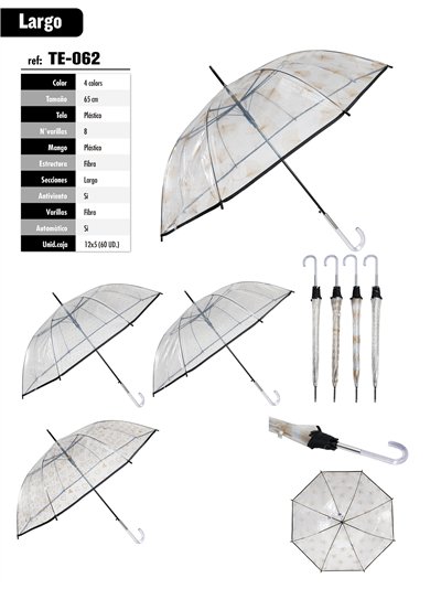 Paraguas largo transparente estampadas automático
