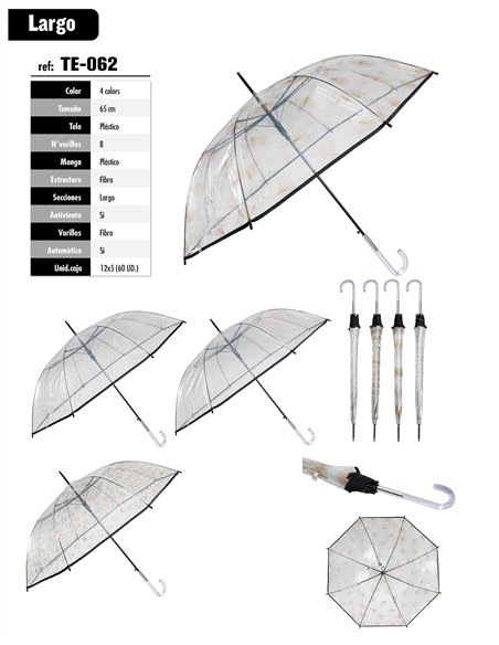 Paraguas largo transparente estampadas automático