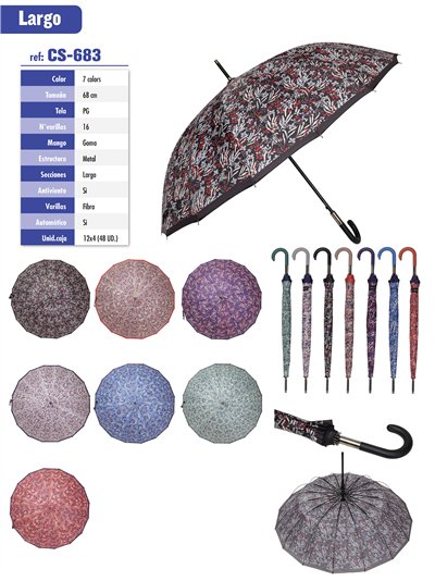 Paraguas largo estampado abstracto automático 16 varillas