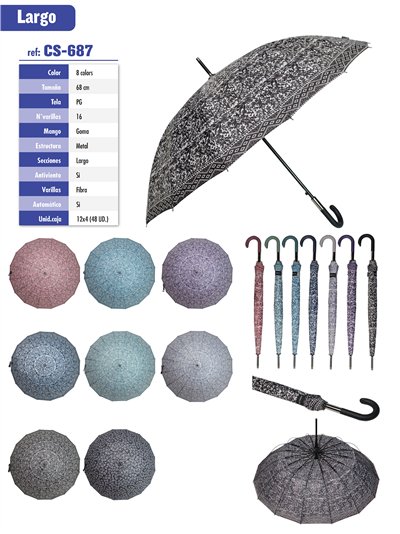 Paraguas largo geométrico automático 16 varillas