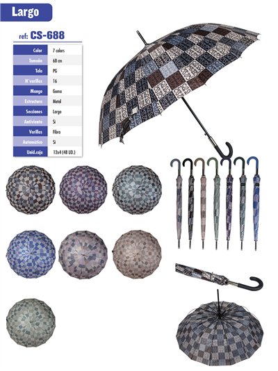 Paraguas largo automático mosaico