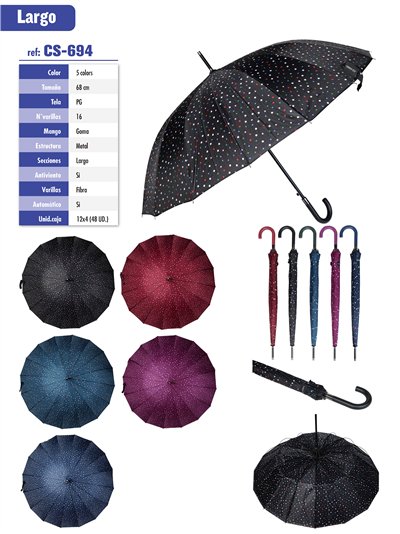 Paraguas largo automático lunares multicolor