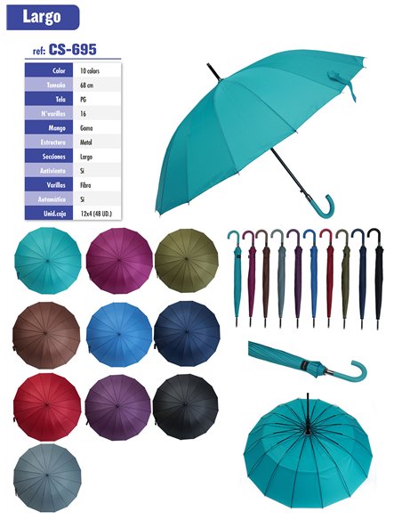 Paraguas largo automático liso