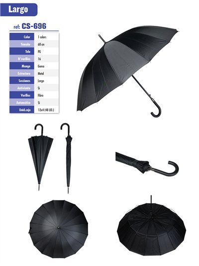 Paraguas largo automático negro