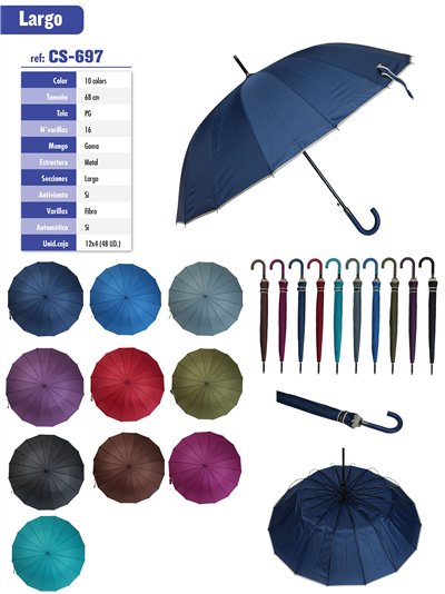 Paraguas largo automático colores clásicos