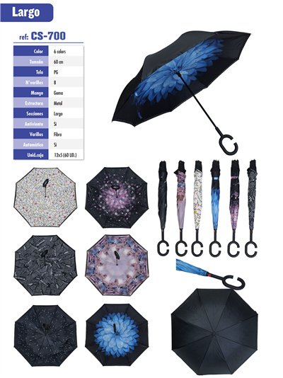 Paraguas largo invertido automático estampados creativos