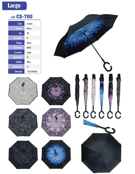 Paraguas largo invertido automático estampados creativos