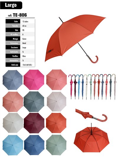 Paraguas largo automático color liso