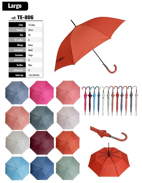 Paraguas largo automático color liso